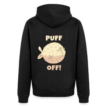 Puff Off! Poisson-globe mer - Veste à capuche bio Premium Unisexe - noir - Dos - Nico (187cm)