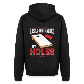 Facilement distrait par des trous - Cornhole Blindloch - Veste à capuche bio Premium Unisexe - noir - Dos - Nico (187cm)
