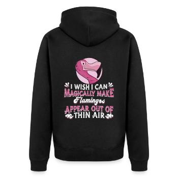 Flamingo - Unisex Premium Organic Zip Hoodie - black - Back - Nico (187cm)