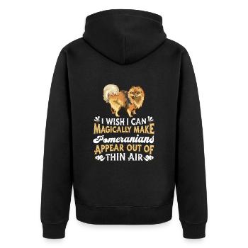 Pomeranian Hund - Unisex Premium Bio Zip Hoodie - Schwarz - Hinten - Nico (187cm)