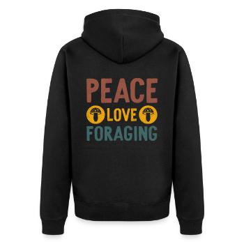 Peace Love Foraging Mycology Mushies Mushroom - Unisex Premium Organic Zip Hoodie - black - Back - Nico (187cm)
