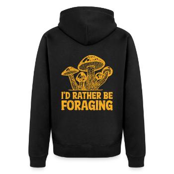 I'd Rather Be Foraging Mycology Mushies Mushroom - Unisex Premium Organic Zip Hoodie - black - Back - Nico (187cm)