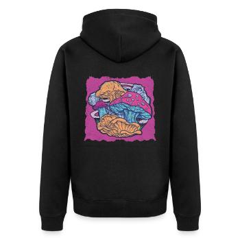 Mushroom Hunter Foraging Fungus Mycology Mushies - Unisex Premium Organic Zip Hoodie - black - Back - Nico (187cm)