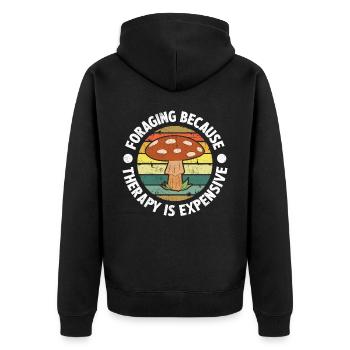 Foraging Because Therapy Is Expensive Mushroom - Unisex Premium Organic Zip Hoodie - black - Back - Nico (187cm)