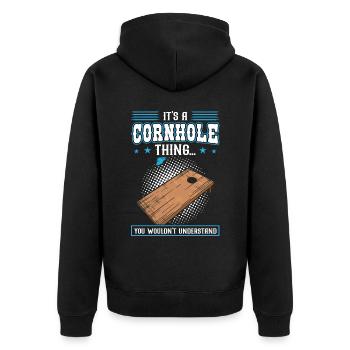 Ton trou est mon but - Cornhole - Veste à capuche bio Premium Unisexe - noir - Dos - Nico (187cm)