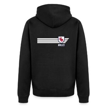 Wales Walisischer Drachen Patriot Fussball Trikot - Unisex Premium Bio Zip Hoodie - Schwarz - Hinten - Nico (187cm)