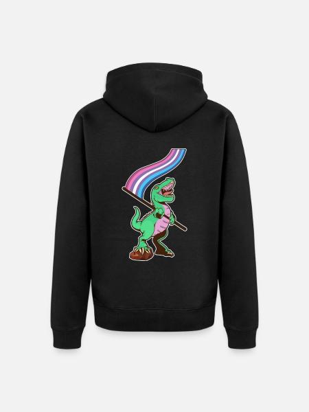 LGBTQ Flag - Dinosaur Bear - Unisex Premium Organic Zip Hoodie - black