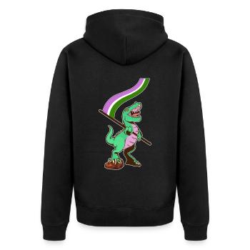 Drapeau LGBTQ - Dinosaur Genderqueer - Veste à capuche bio Premium Unisexe - noir - Dos - Nico (187cm)