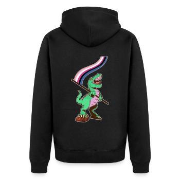 LGBTQ Flag - Dinosaur Sexual Fluid - Unisex Premium Organic Zip Hoodie - black - Back - Nico (187cm)