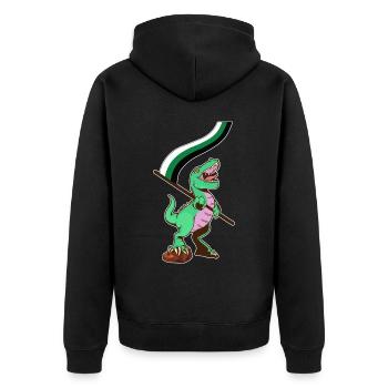 LGBTQ-Flagge - Dinosaurier Neutrois - Unisex Premium Bio Zip Hoodie - Schwarz - Hinten - Nico (187cm)