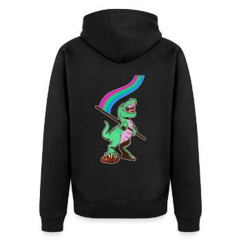 LGBTQ-Flagge - Dinosaurier Polysexuell - Unisex Premium Bio Zip Hoodie - Schwarz - Hinten - Nico (187cm)