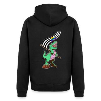 LGBTQ-Flagge - Dinosaurier Straight Ally - Unisex Premium Bio Zip Hoodie - Schwarz - Hinten - Nico (187cm)
