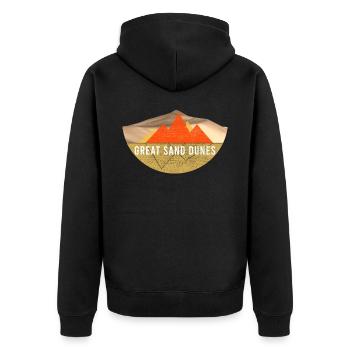 Altmodisch - Nationalpark Great Sand Dunes - Unisex Premium Bio Zip Hoodie - Schwarz - Hinten - Nico (187cm)