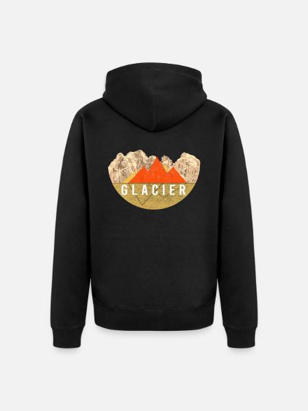 Weinlese - Glacier Nationalpark - Unisex Premium Bio Zip Hoodie - Schwarz