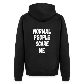 normale Menschen machen mir Angst - Unisex Premium Bio Zip Hoodie - Schwarz - Hinten - Nico (187cm)