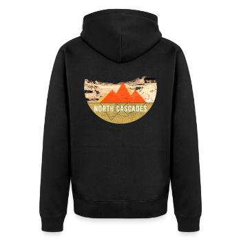 Vintage - North Cascades National Park - Unisex Premium Organic Zip Hoodie - black - Back - Nico (187cm)
