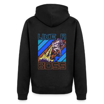 Like a Boss - Licorne Destructeur de Mondes Disant - Veste à capuche bio Premium Unisexe - noir - Dos - Nico (187cm)