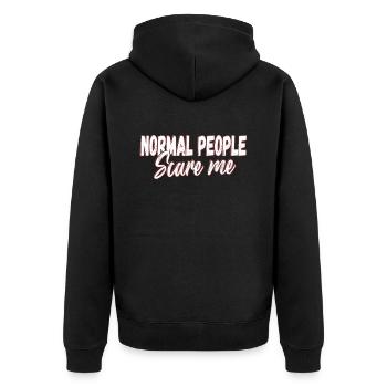 normale Menschen machen mir Angst - Unisex Premium Bio Zip Hoodie - Schwarz - Hinten - Nico (187cm)