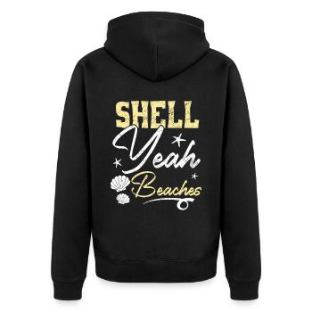 Shell Yeah Beaches Beachcombing Beachcomber - Unisex Premium Organic Zip Hoodie - black - Back - Nico (187cm)