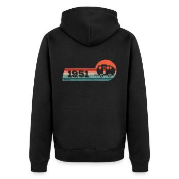 Campingwagen Camping Jahrgang 1951 Geburtstag - Unisex Premium Bio Zip Hoodie - Schwarz - Hinten - Nico (187cm)