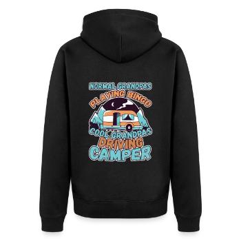 Grandpas Play Bingo Cool Grandpas Driving Motorhome - Unisex Premium Organic Zip Hoodie - black - Back - Nico (187cm)