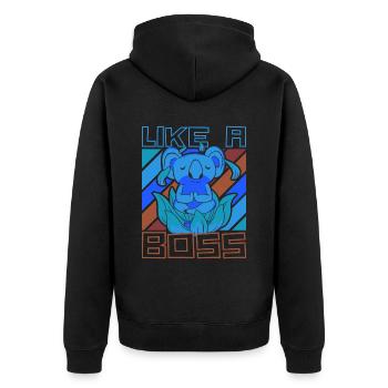 Like a Boss - Meditating Koala Bear Saying - Unisex Premium Organic Zip Hoodie - black - Back - Nico (187cm)