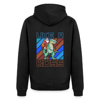 Like a Boss - Le Père Noël monte sur T-Rex - Veste à capuche bio Premium Unisexe - noir - Dos - Nico (187cm)