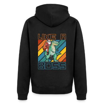 Like a Boss - Le Père Noël monte sur T-Rex - Veste à capuche bio Premium Unisexe - noir - Dos - Nico (187cm)