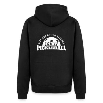 Restez en dehors de la cuisine Jouer au pickleball - Veste à capuche bio Premium Unisexe - noir - Dos - Nico (187cm)