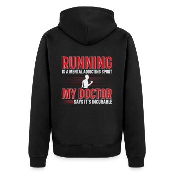 Laufen Ist Eine Mentale Sucht Sport Läufer - Unisex Premium Bio Zip Hoodie - Schwarz - Hinten - Nico (187cm)