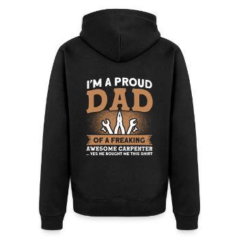 Fier Papa Père Charpentier Père Famille - Veste à capuche bio Premium Unisexe - noir - Dos - Nico (187cm)