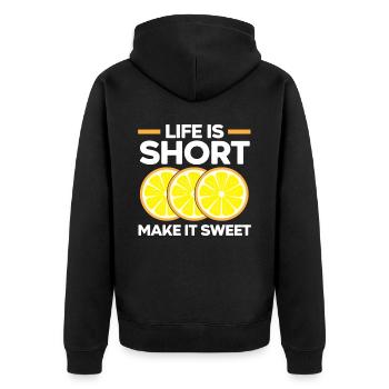 La vie est courte Faites-en un fruit sucré amoureux du citron - Veste à capuche bio Premium Unisexe - noir - Dos - Nico (187cm)