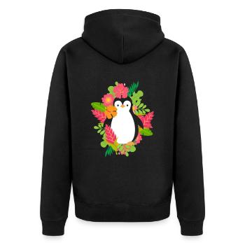 Penguin Hawaii Vacation Aloha Hibiscus Summer - Unisex Premium Organic Zip Hoodie - black - Back - Nico (187cm)