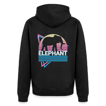 Cadeau rétro éléphant - Veste à capuche bio Premium Unisexe - noir - Dos - Nico (187cm)