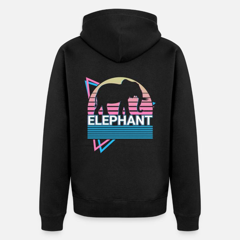 Elefant Retro Geschenk - Unisex Premium Bio Zip Hoodie - Schwarz