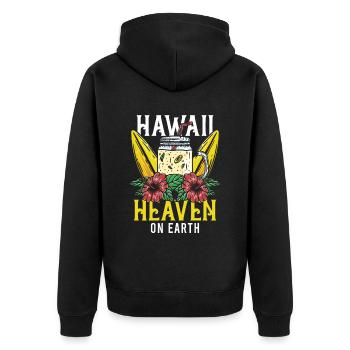 Heaven Hawaii On Earth Island Hibiscus Vacation - Unisex Premium Organic Zip Hoodie - black - Back - Nico (187cm)