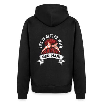 Life Better With Red Head Ginger Girl Irish - Unisex Premium Organic Zip Hoodie - black - Back - Nico (187cm)
