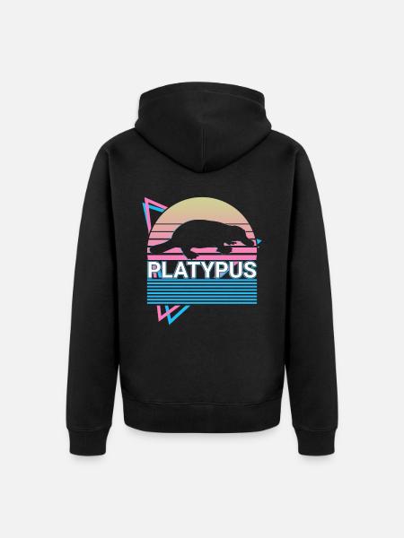 Schnabeltier Retro Geschenk - Unisex Premium Bio Zip Hoodie - Schwarz