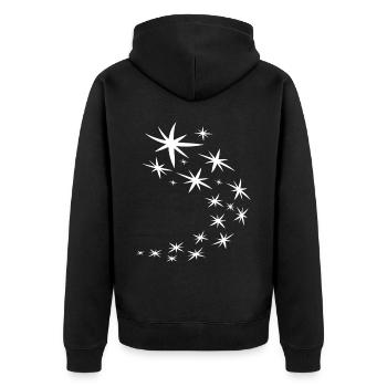 Sternenhimmel Weisses Design - Unisex Premium Bio Zip Hoodie - Schwarz - Hinten - Nico (187cm)