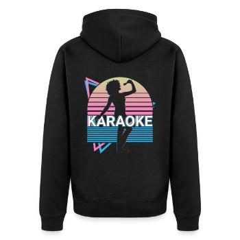 Karaoke-Sänger Retro Geschenk - Unisex Premium Bio Zip Hoodie - Schwarz - Hinten - Nico (187cm)