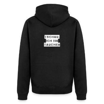 Tauchen - Tschau ich bin tauchen - Unisex Premium Bio Zip Hoodie - Schwarz - Hinten - Nico (187cm)