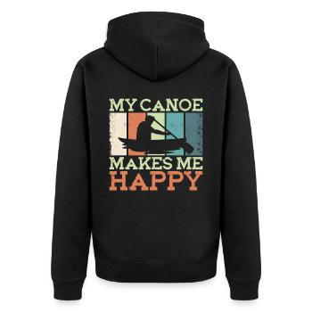Canoe Canoeing Vintage Retro My - Unisex Premium Bio Zip Hoodie - Schwarz - Hinten - Nico (187cm)