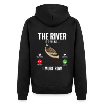 Canoe Canoeing Vintage Phone - Unisex Premium Bio Zip Hoodie - Schwarz - Hinten - Nico (187cm)