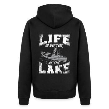 Canoe Canoeing Vintage Life Is - Unisex Premium Organic Zip Hoodie - black - Back - Nico (187cm)