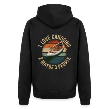 Canoe Canoeing Vintage Retro I - Unisex Premium Bio Zip Hoodie - Schwarz - Hinten - Nico (187cm)