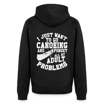 Canoe Canoeing Vintage I Just Want - Unisex Premium Organic Zip Hoodie - black - Back - Nico (187cm)