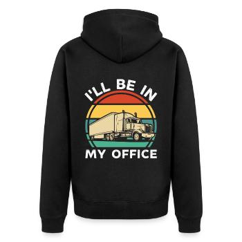 Je serai dans mon bureau camionneur, drôle de chauffeur de camion - Veste à capuche bio Premium Unisexe - noir - Dos - Nico (187cm)