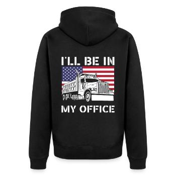 Je serai dans mon bureau camionneur, drôle de chauffeur de camion - Veste à capuche bio Premium Unisexe - noir - Dos - Nico (187cm)