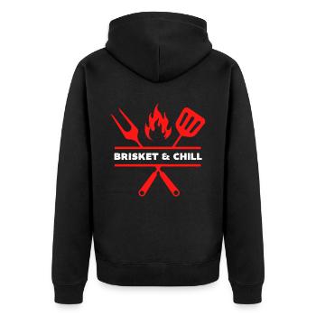 Brisket and chill, funny bbq - Unisex Premium Organic Zip Hoodie - black - Back - Nico (187cm)