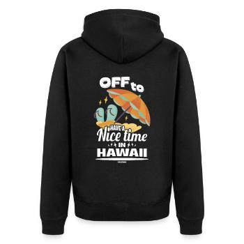 Hawaii Urlaub Aloha Sommer Hawaiian Geschenk - Unisex Premium Bio Zip Hoodie - Schwarz - Hinten - Nico (187cm)